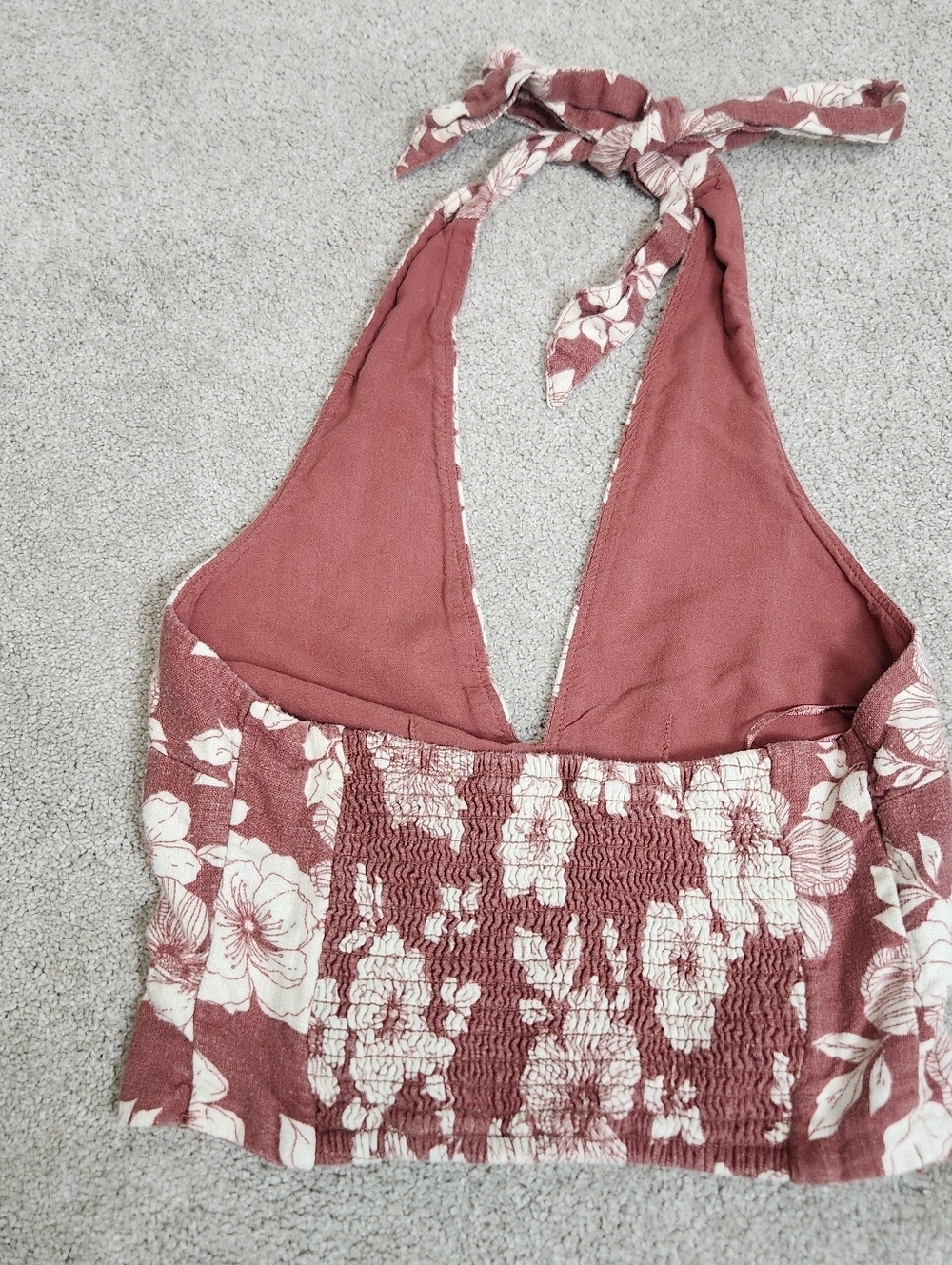 Abercrombie And Fitch Cotton Halter Top Tropical Size XS Smocked Beach Resort - Picture 3 of 9